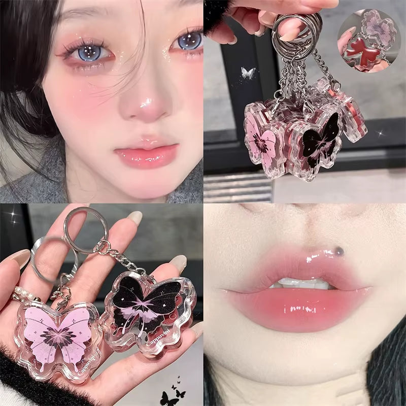 Butterfly Jelly Mirror Water Lip Gloss Portable Moisturizing Lip Balm Waterproof Liquid Lipstick Lipgloss Makeup Korean Cosmetic