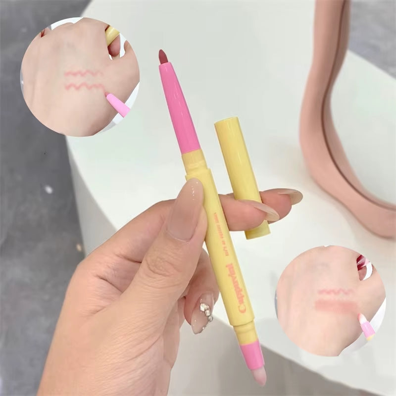 5Color Lip Liner Pen Matte Lipstick Pen Silver Longlasting Lip Contouring Non-Stick Cup Lipliner Pencil with Brush Korean Makeup