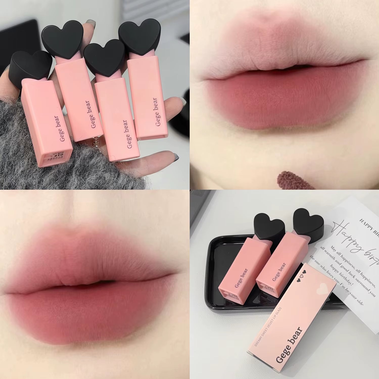 Dreamy Sweetheart Velvet Lip Glaze  Matte Soft Texture Not Easy to Stick Cup Long-Lasting Lipstick