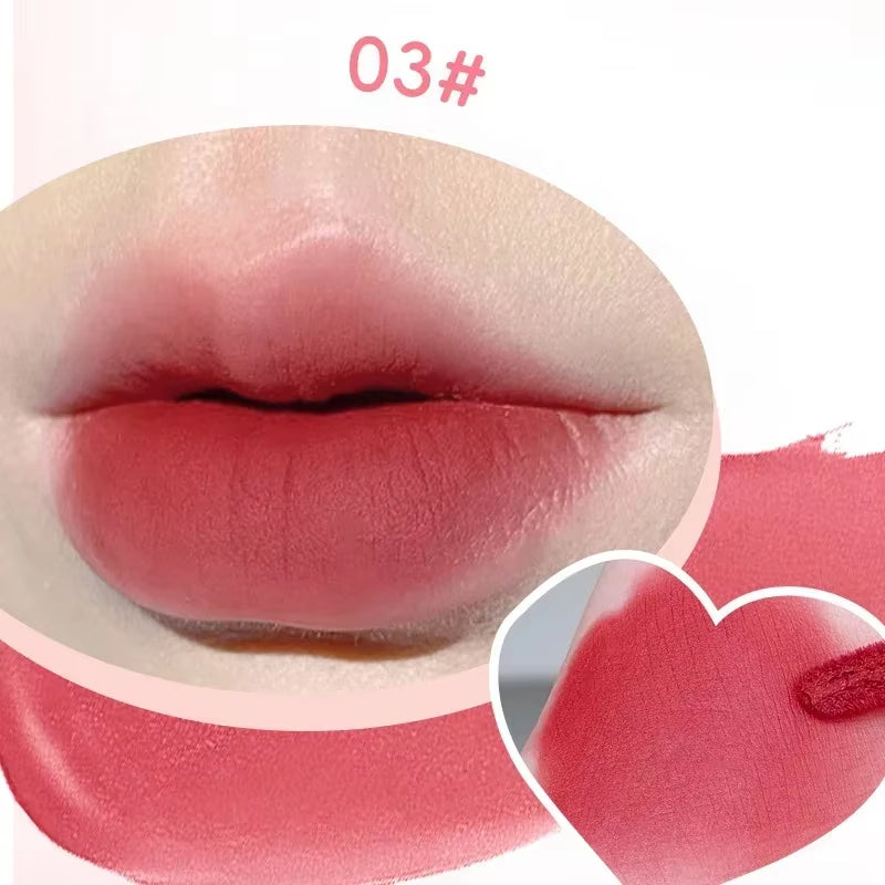 Cute Lipgloss Korean Matte Velvet Lip Gloss Long Lasting Waterproof Lipstick Moisturizing Lip Makeup Tint Korean Cosmetics NEW