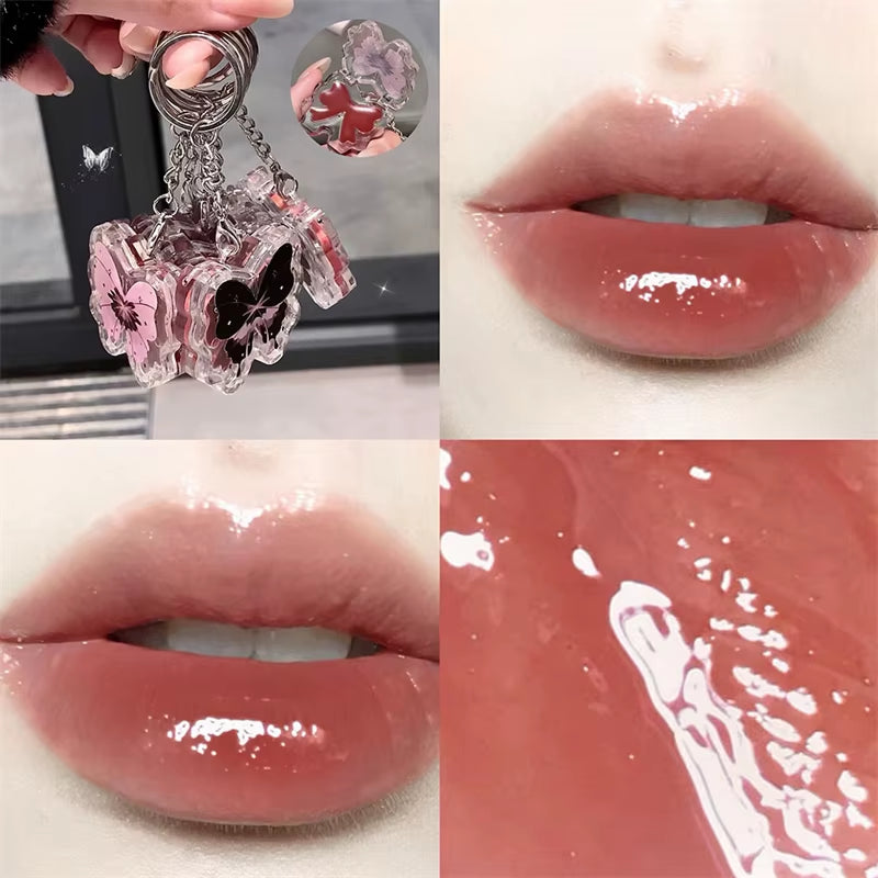Butterfly Jelly Mirror Water Lip Gloss Portable Moisturizing Lip Balm Waterproof Liquid Lipstick Lipgloss Makeup Korean Cosmetic