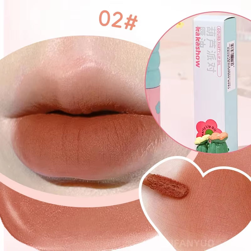 Cute Lipgloss Korean Matte Velvet Lip Gloss Long Lasting Waterproof Lipstick Moisturizing Lip Makeup Tint Korean Cosmetics NEW