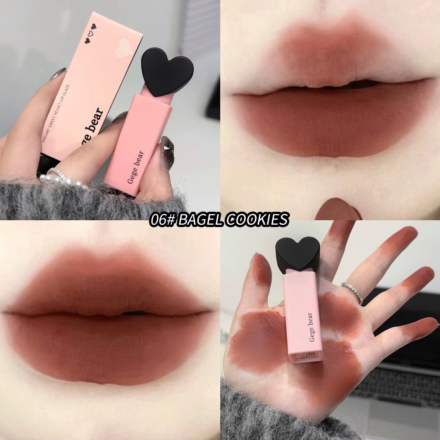 Dreamy Sweetheart Velvet Lip Glaze  Matte Soft Texture Not Easy to Stick Cup Long-Lasting Lipstick