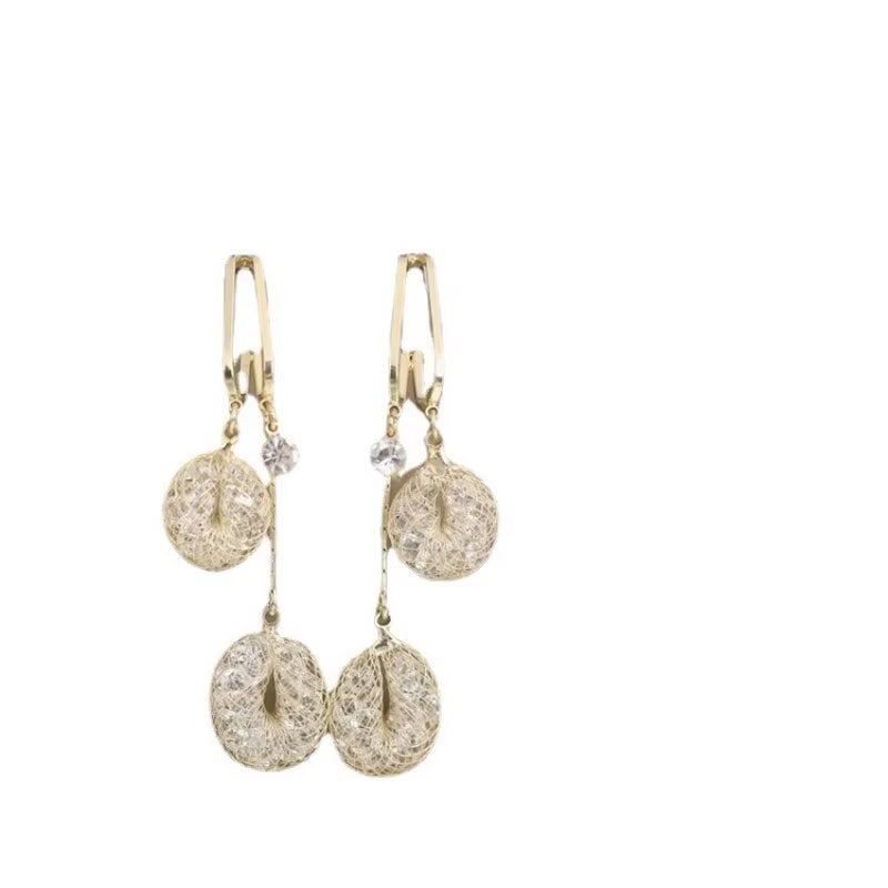 S925 Silver Needle Douyin with Hollow Water Drop Long Tassel Earrings Female Light Luxury Temperament All Fashion Accessories