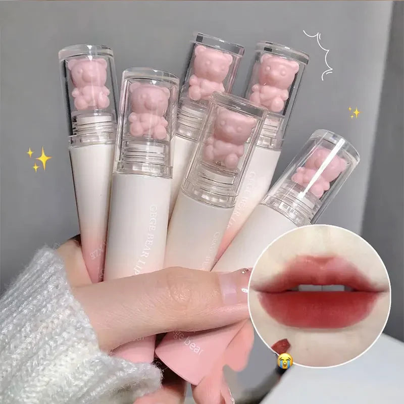 Cute Lip Glaze Girl Chestnut Pink Lip Mud Korean Makeup Girl Lip Gloss Makeup Cosmetics Velvet Waterpoor Lipstick
