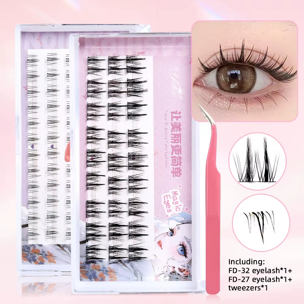 New Sunflower Eyelash Set Cluster Lashes Soft Natural Lower Lash Segmented Diy Lash Extension Kit Douyin Makeup