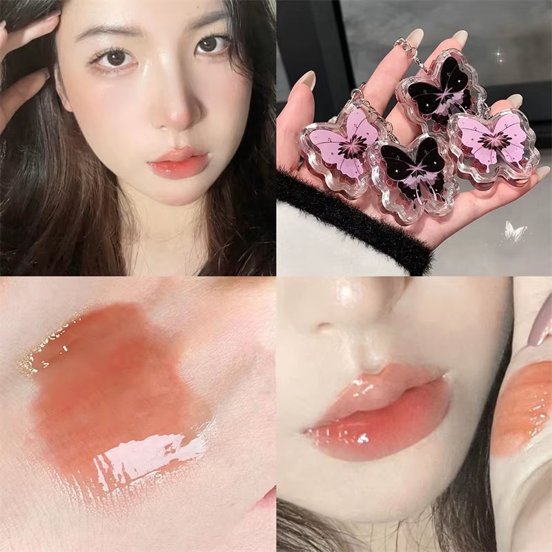 Butterfly Jelly Mirror Water Lip Gloss Portable Moisturizing Lip Balm Waterproof Liquid Lipstick Lipgloss Makeup Korean Cosmetic