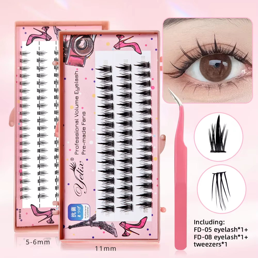 New Sunflower Eyelash Set Cluster Lashes Soft Natural Lower Lash Segmented Diy Lash Extension Kit Douyin Makeup