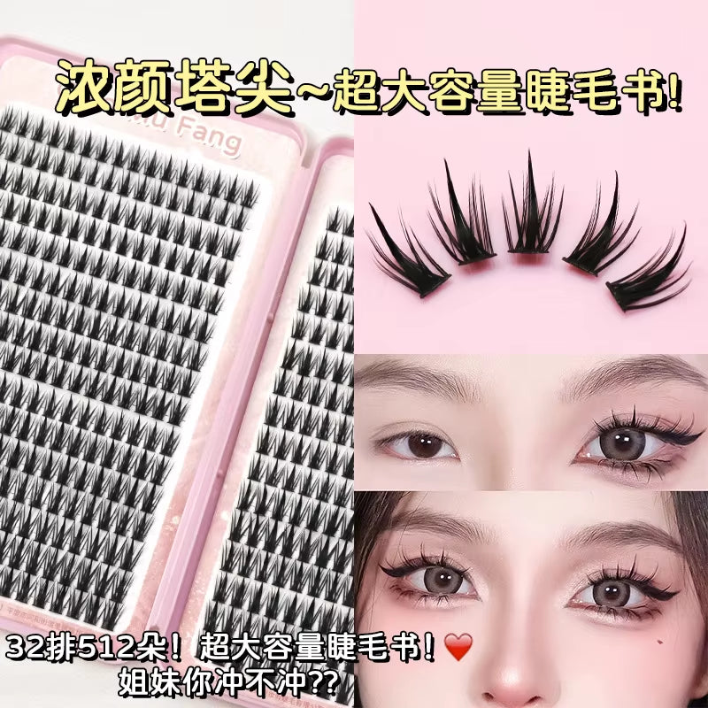 MIAOJIE 32Rows Eyelash Book High Quality Manga Lashes Cluster Lashes Manhua Eyelashes Elf Makeup Strand Eyelashes Douyin Makeup
