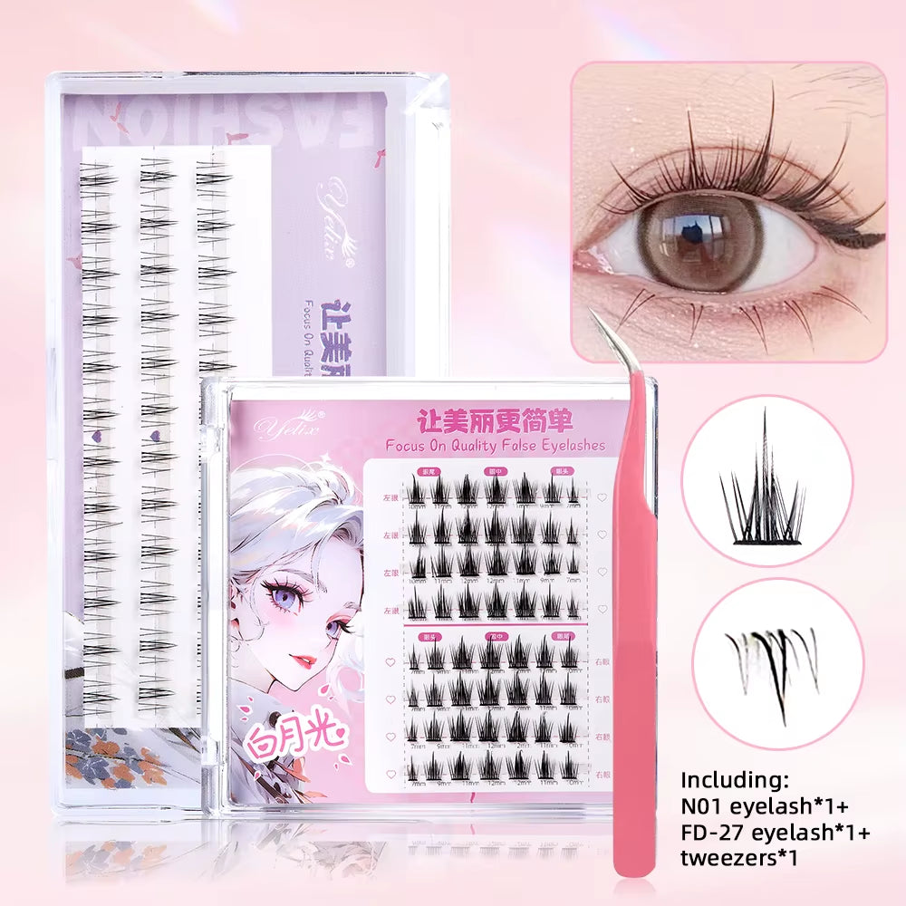 New Sunflower Eyelash Set Cluster Lashes Soft Natural Lower Lash Segmented Diy Lash Extension Kit Douyin Makeup