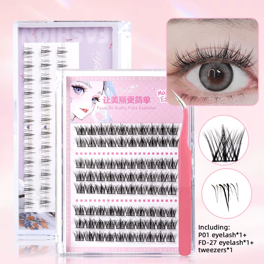 New Sunflower Eyelash Set Cluster Lashes Soft Natural Lower Lash Segmented Diy Lash Extension Kit Douyin Makeup