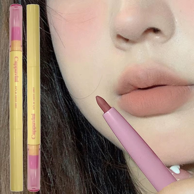 5Color Lip Liner Pen Matte Lipstick Pen Silver Longlasting Lip Contouring Non-Stick Cup Lipliner Pencil with Brush Korean Makeup