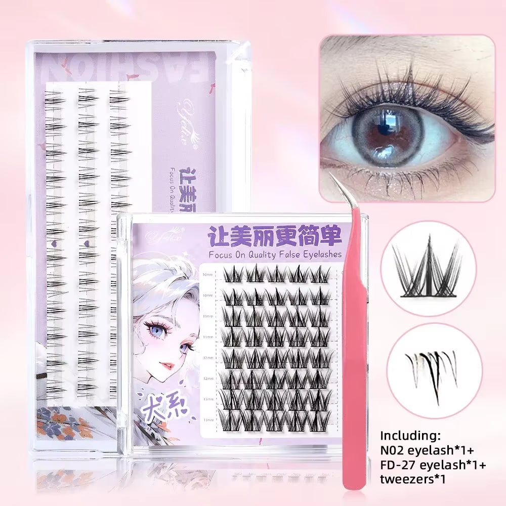 New Sunflower Eyelash Set Cluster Lashes Soft Natural Lower Lash Segmented Diy Lash Extension Kit Douyin Makeup