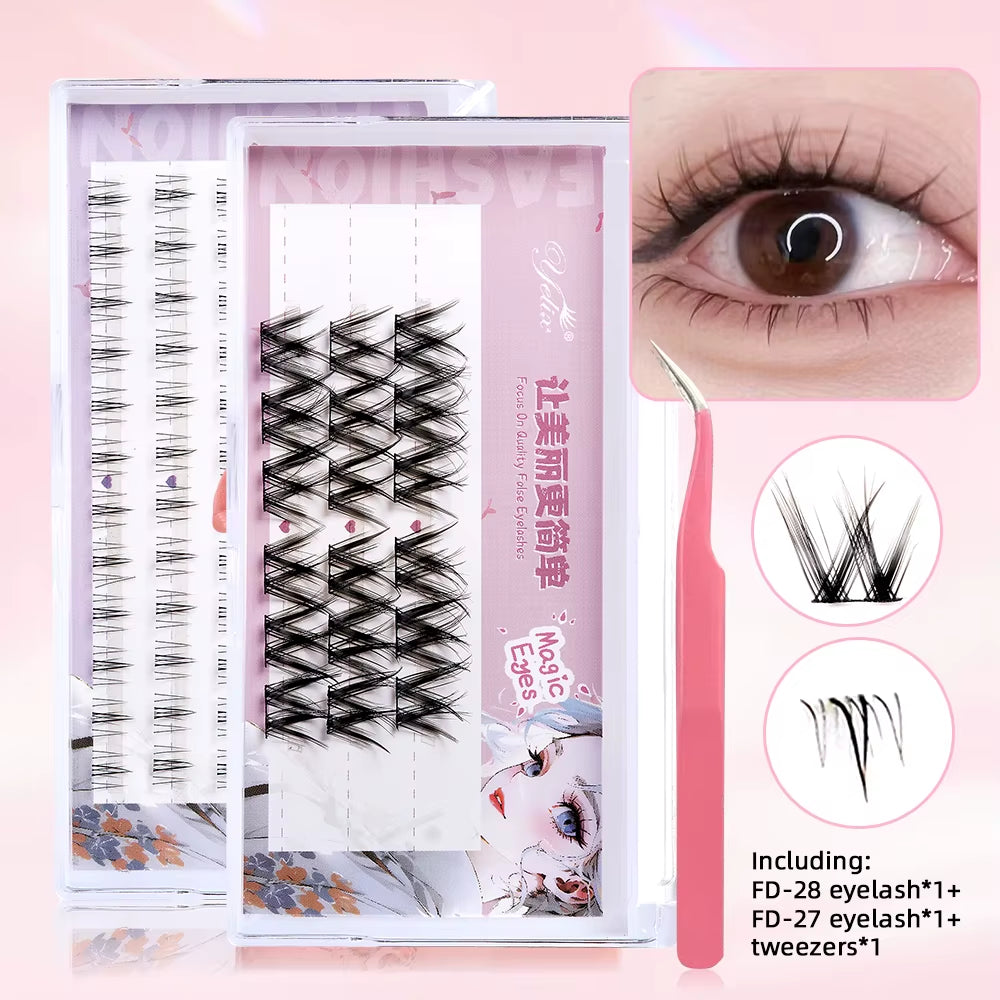 New Sunflower Eyelash Set Cluster Lashes Soft Natural Lower Lash Segmented Diy Lash Extension Kit Douyin Makeup