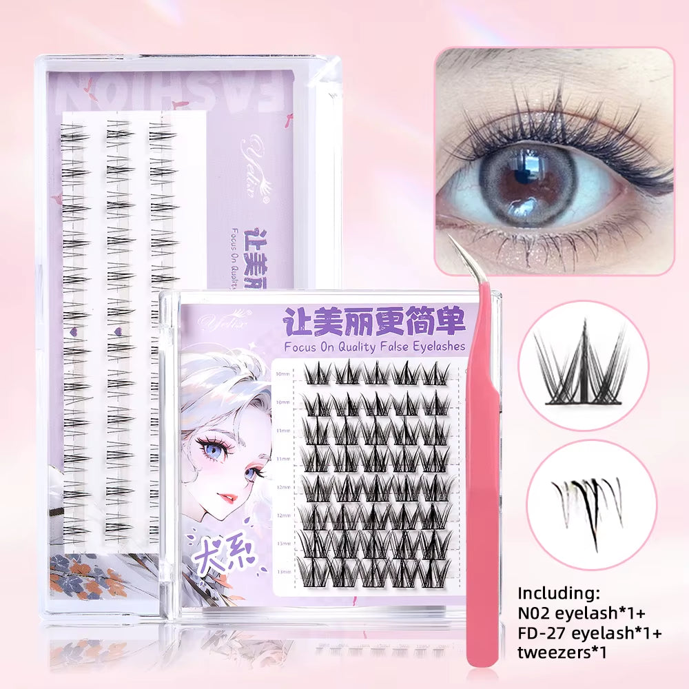 New Sunflower Eyelash Set Cluster Lashes Soft Natural Lower Lash Segmented Diy Lash Extension Kit Douyin Makeup