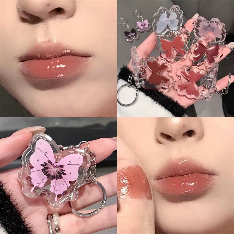 Butterfly Jelly Mirror Water Lip Gloss Portable Moisturizing Lip Balm Waterproof Liquid Lipstick Lipgloss Makeup Korean Cosmetic